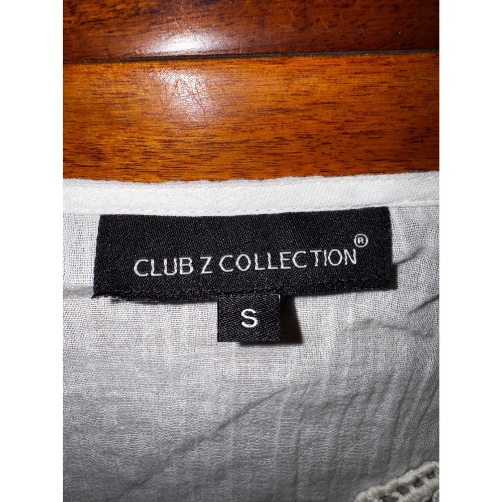Club Z Collection Tunic Women Small White Excellent Cotton Crochet Lace Boho Top - Picture 2 of 5
